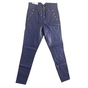 Joe's Womens The Georgia High Rise Coated Blue Pinstripe Ankle Skinny Jeans‎ 26